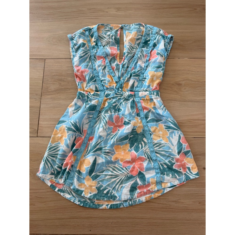 Abercrombie Kids Tropical Floral Swimsuit & Cover Up Dress Set Blue Orange 9/10 - Picture 5 of 8